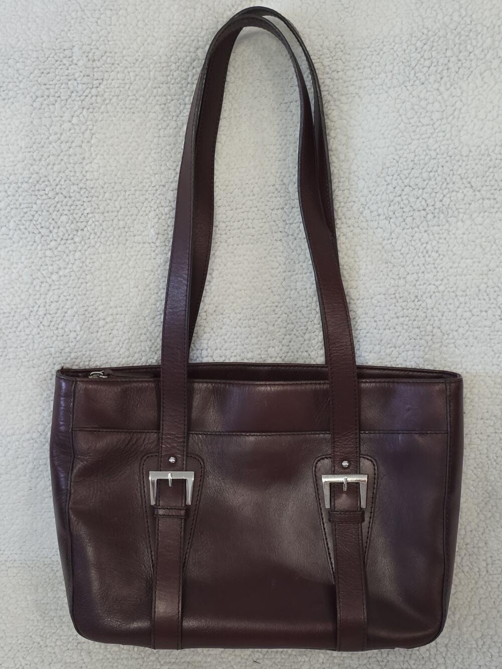 Etienne Aigner Burgundy Leather Tote Shoulder Bag Double Handle Retro Y2K Style